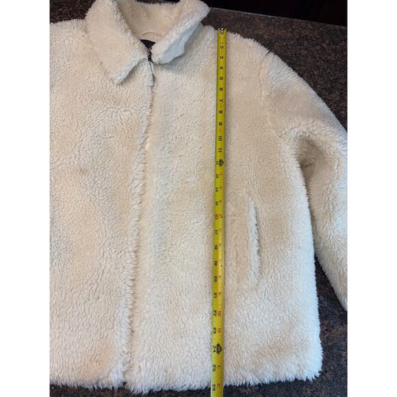 Cuddl Duds Cream Sherpa Oversized Bomber Jacket Size M - Picture 6 of 9